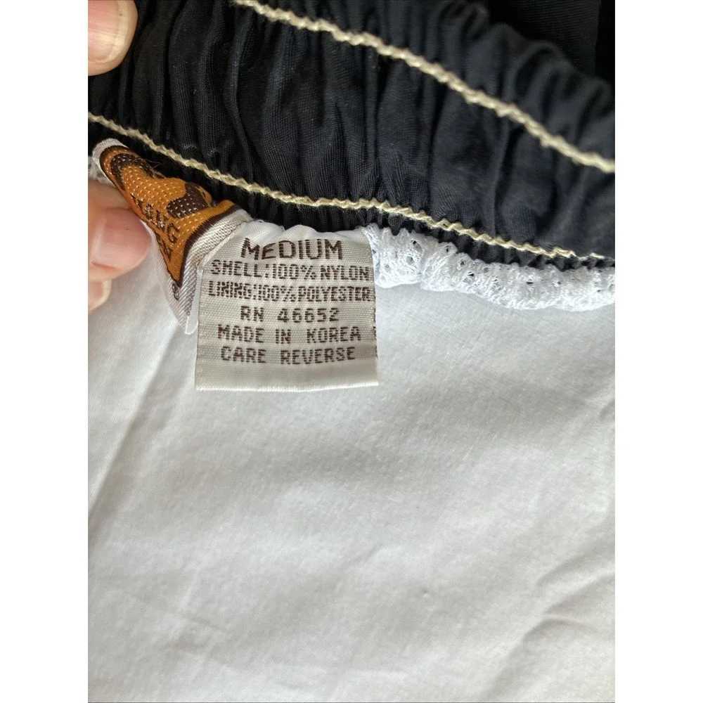 Hang Ten Swim Trunks Mens Medium Black Tan Colorblock Mesh Lined Elastic Waist